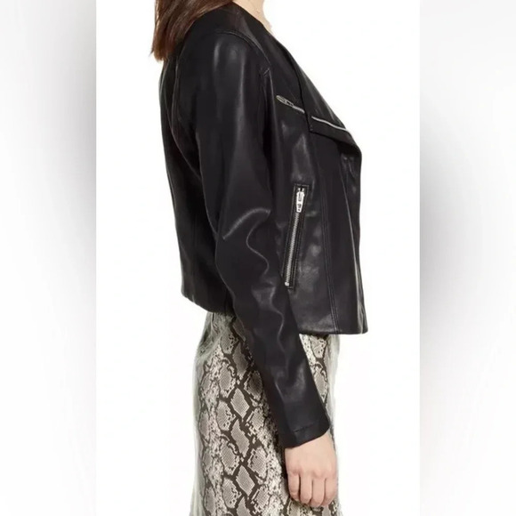 BlankNYC Record Breaker Collarless Vegan Leather Moto Jacket Sold at Revolve - Picture 3 of 7